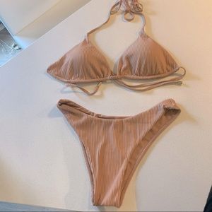 Monday Swimwear Nude Rib bikini set